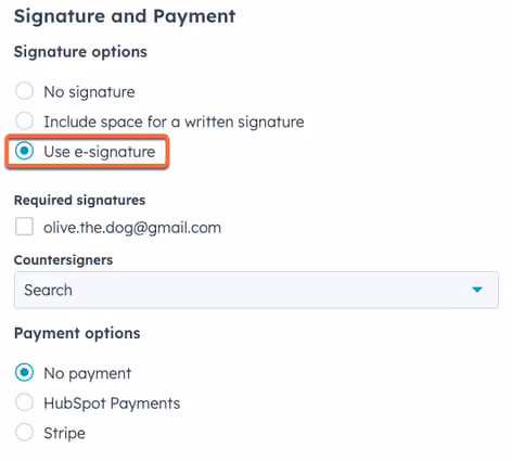 Use e-signatures with quotes